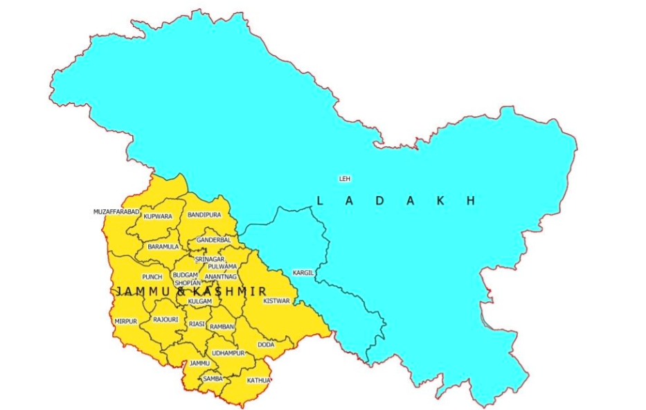 पाकव्याप्त काश्मीर जम्मू-काश्मीरच्या नकाशात